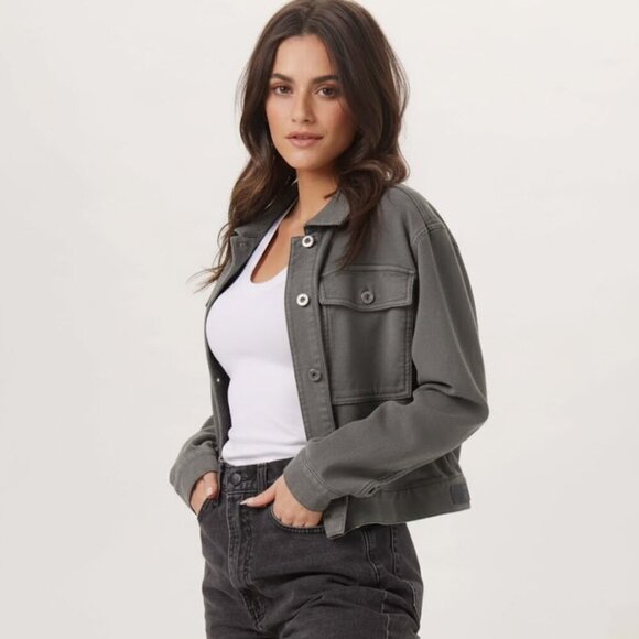 The Normal Brand Jackets & Blazers - THE NORMAL BRAND, comfort terry trucker military style jacket gray sz xs